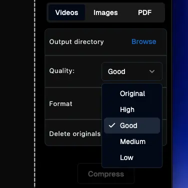 Adjust compression quality